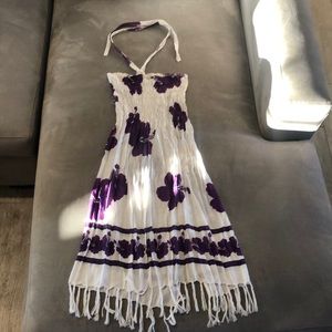 white and purple sundress/ cover up